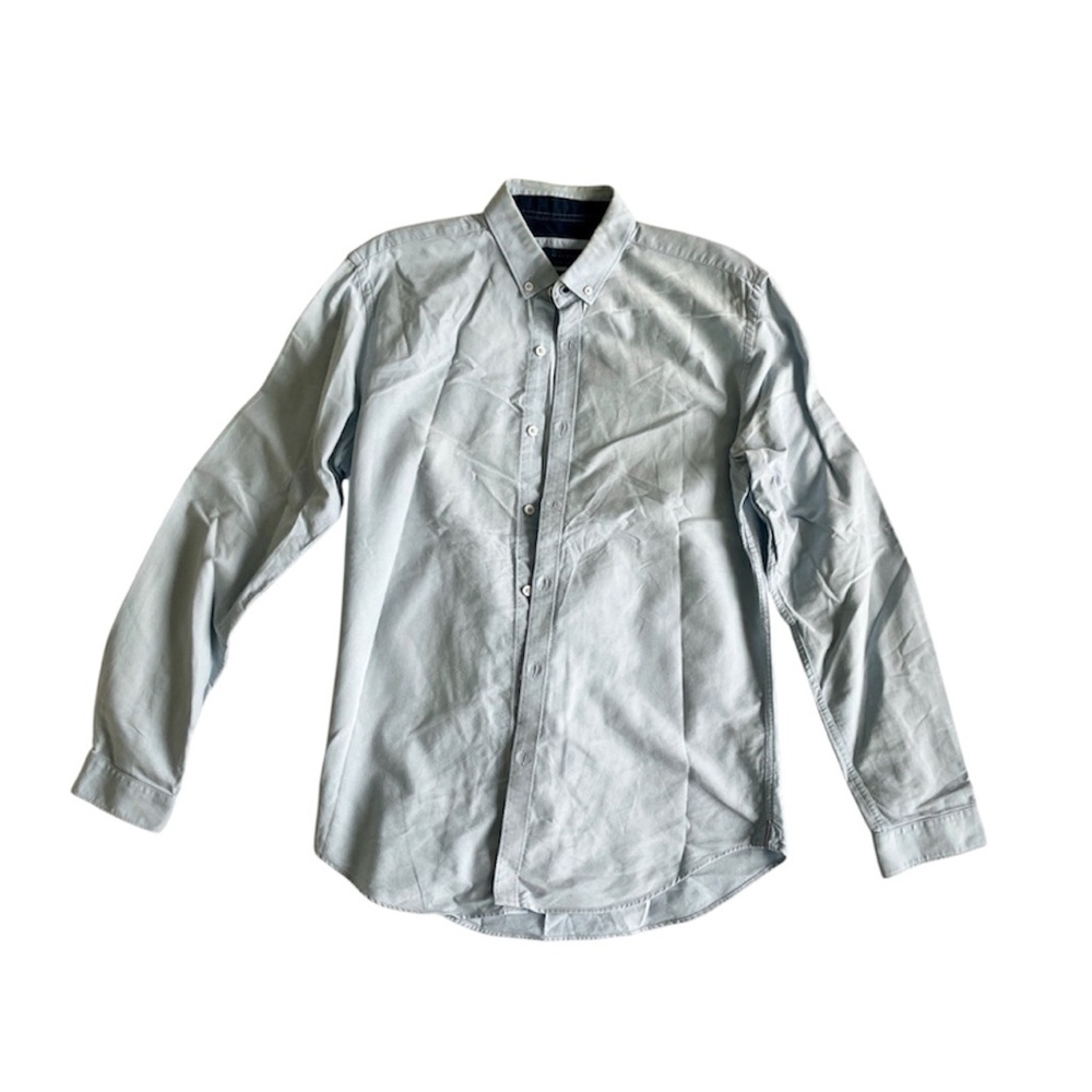 Zara Man Blue Slim Fit Button Up Shirt Size M